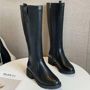 Black Faux Leather Boots - Never Worn